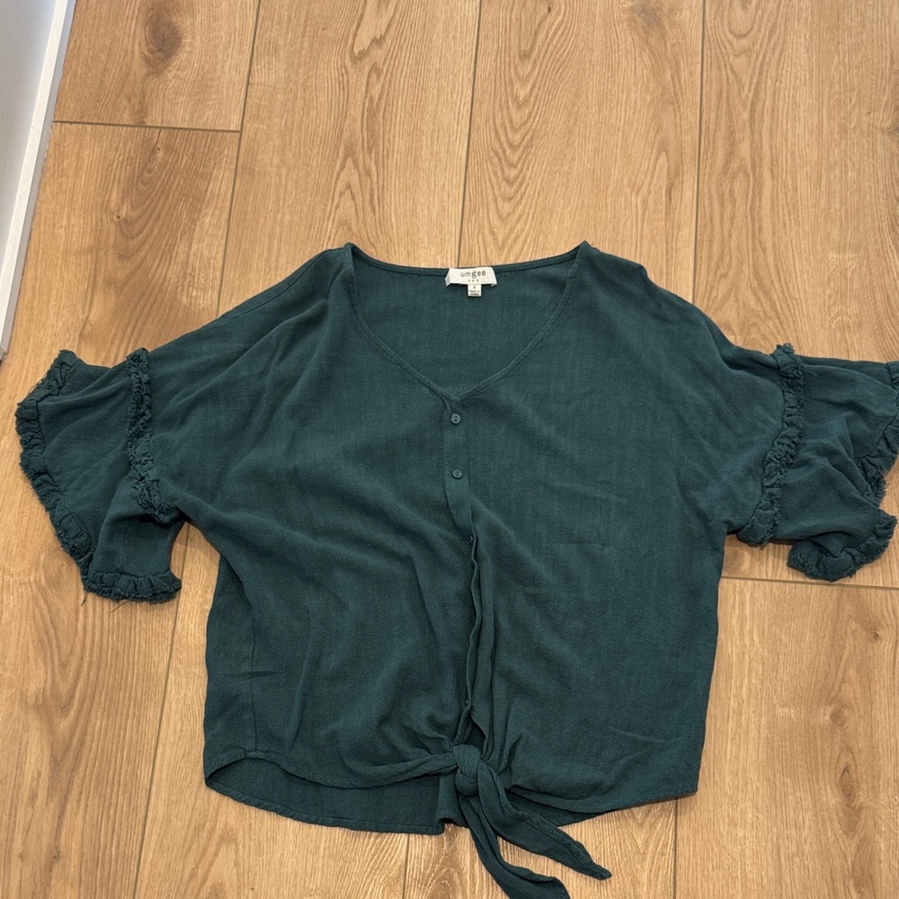 Umgee Dark Teal Button-Down Blouse